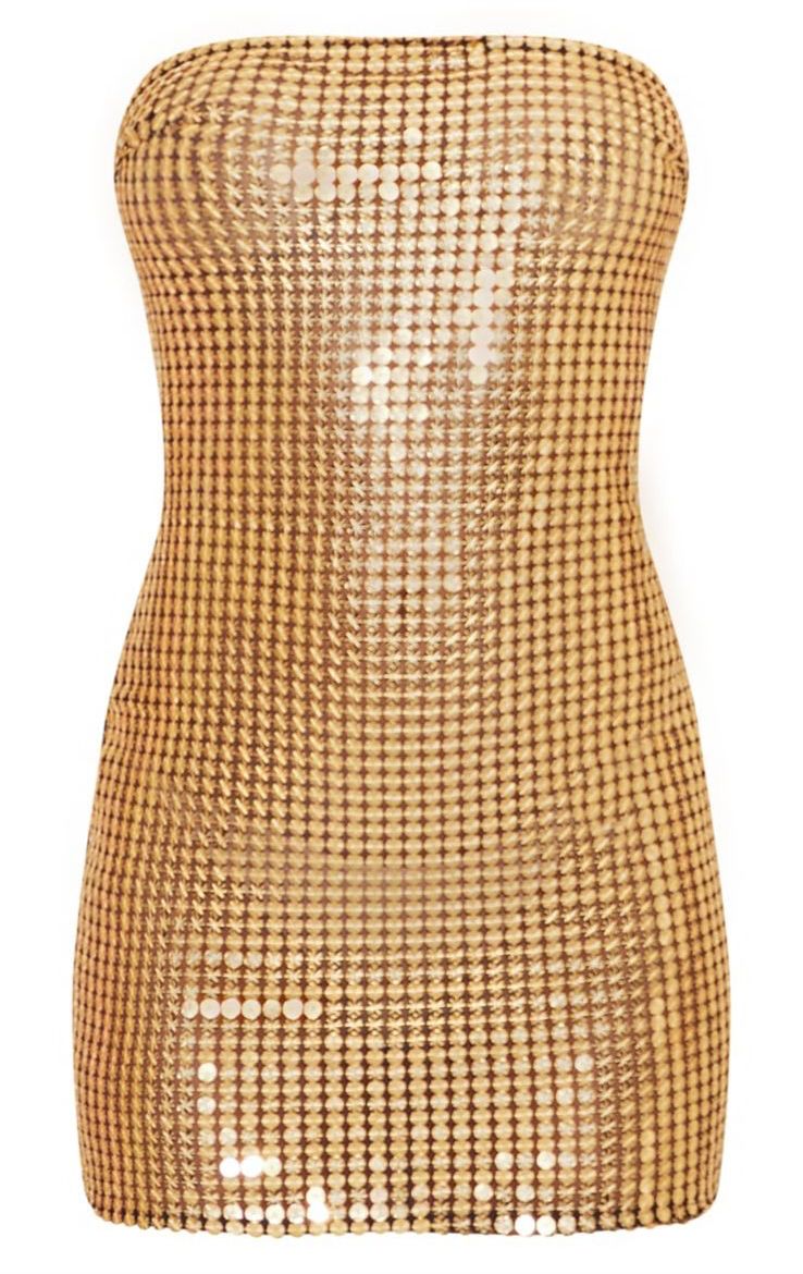 GOLD SHEER SEQUIN BODYCON DRESS